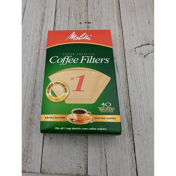 Melitta Premium #1 Cone Paper Coffee Filters, Natural Brown, 40 Count - Picture 2 of 5